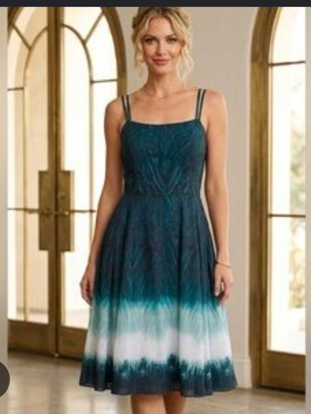 Women's White House Black Market Green Tie Dye Dipped Dress Sz 0 - Picture 10 of 10